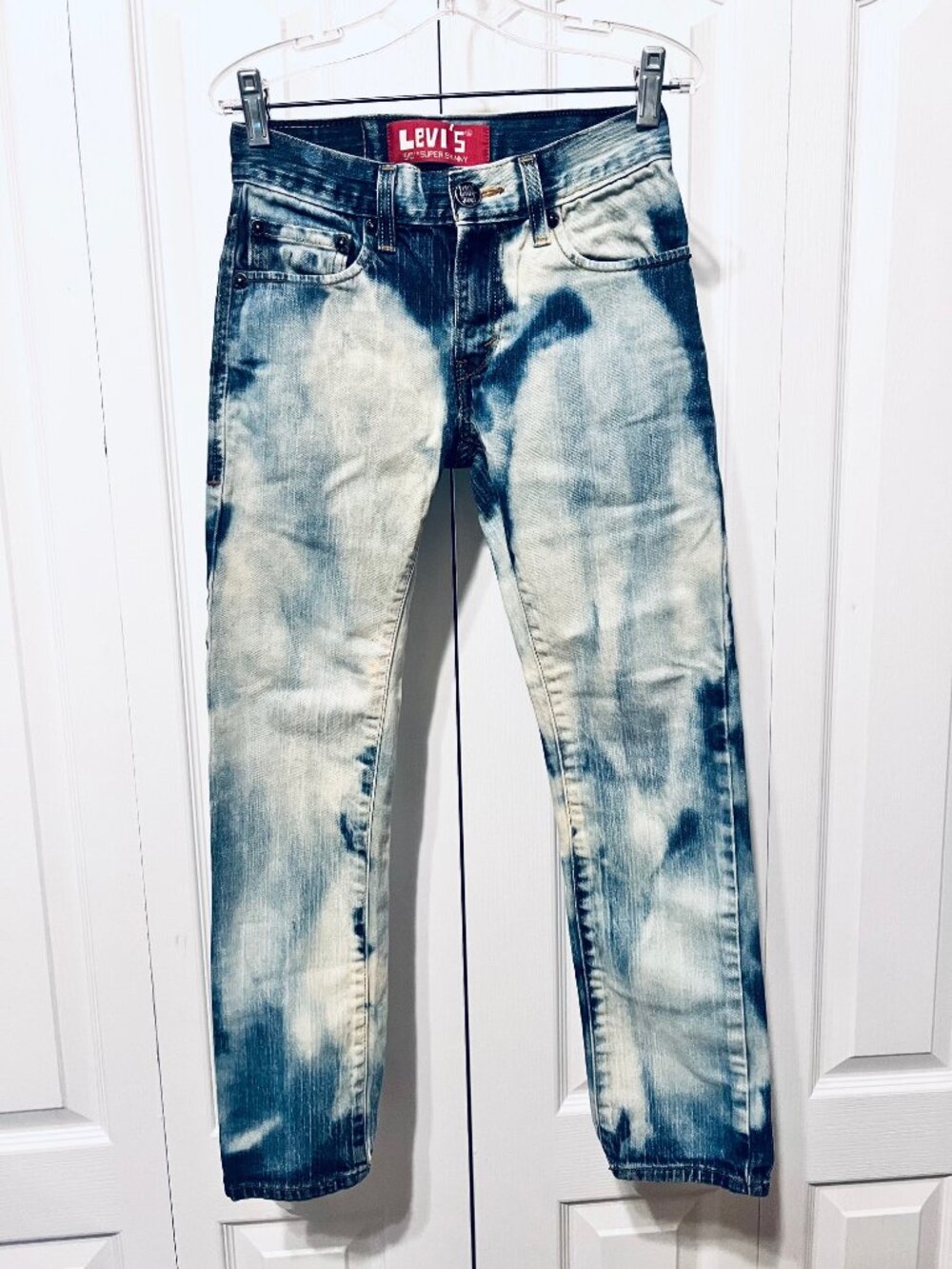 Levi's 510 Super Skinny Boys 10 Reg. 25x25 Tie Dyed Bleached Jeans/Denim Pants